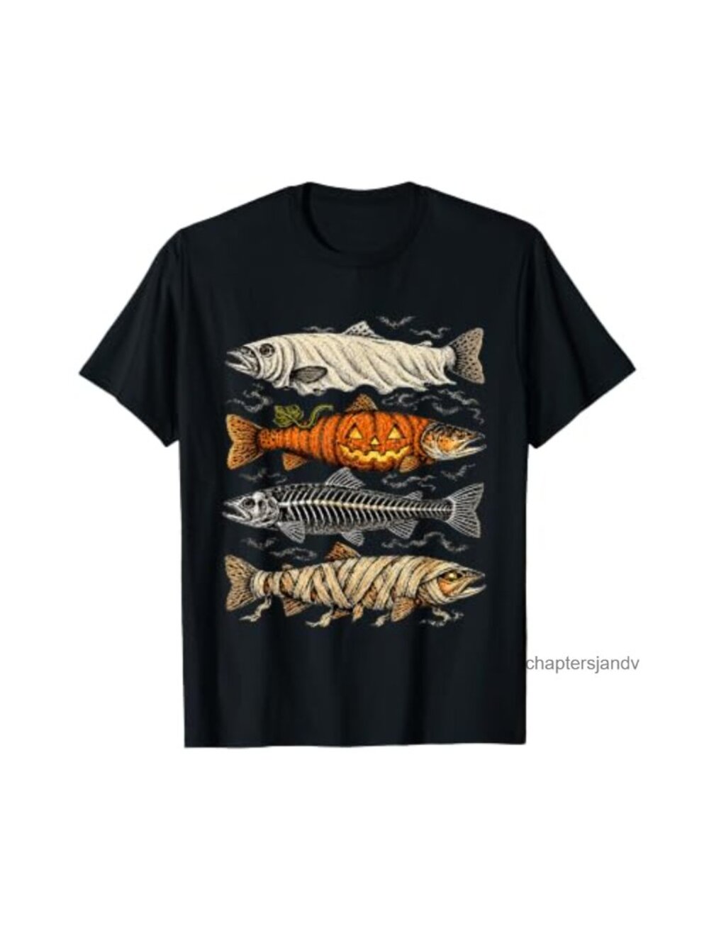 Trout Fish Ghost Pumpkin Skeleton Mummy Halloween Costume T-Shirt